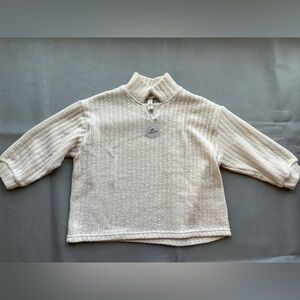 Mockneck cream ribbed sweater